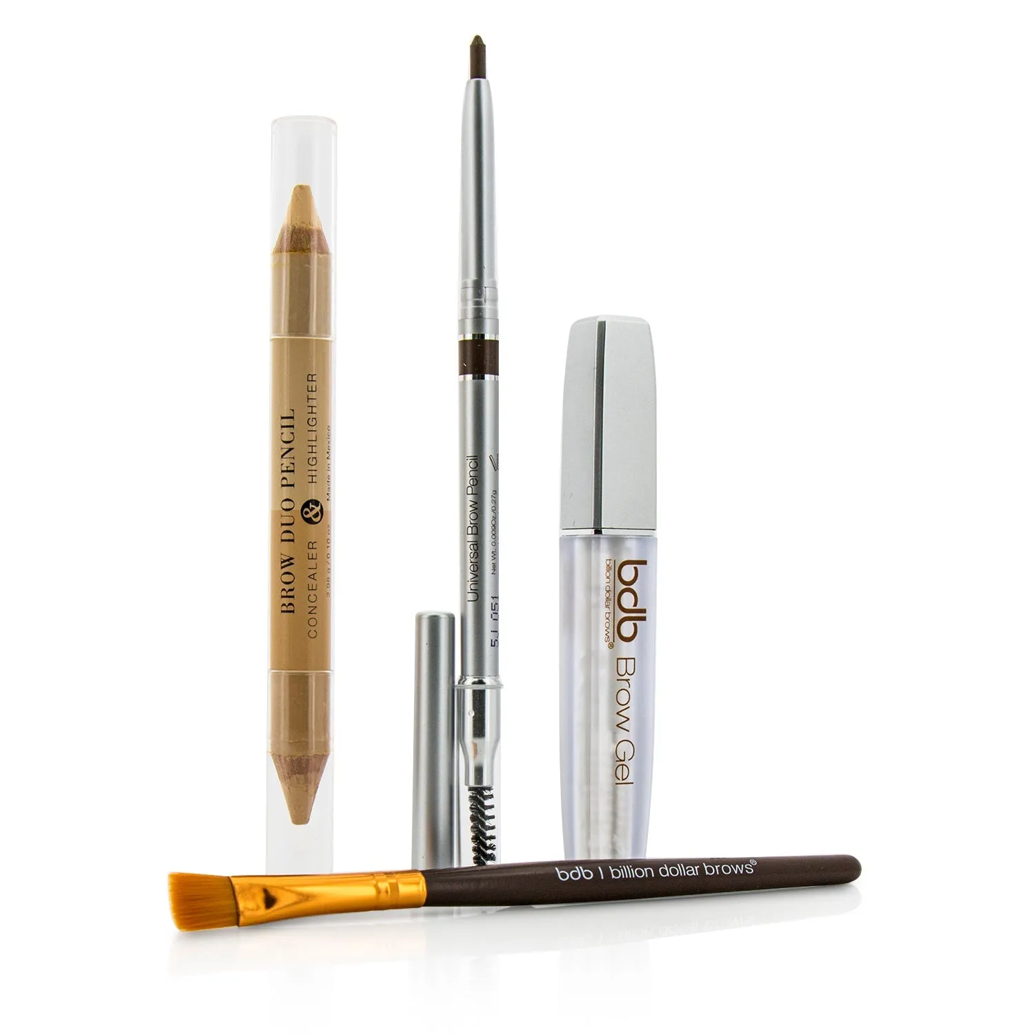 Billion Dollar Brows Best Sellers Kit: 1x Universal Brow Pencil 0.27g/0.009oz. 1x Brow Duo Pencil 2.98g/0.1oz. 1x Smudge Brush. 1x Brow Gel 3ml/0.1oz  4pcs