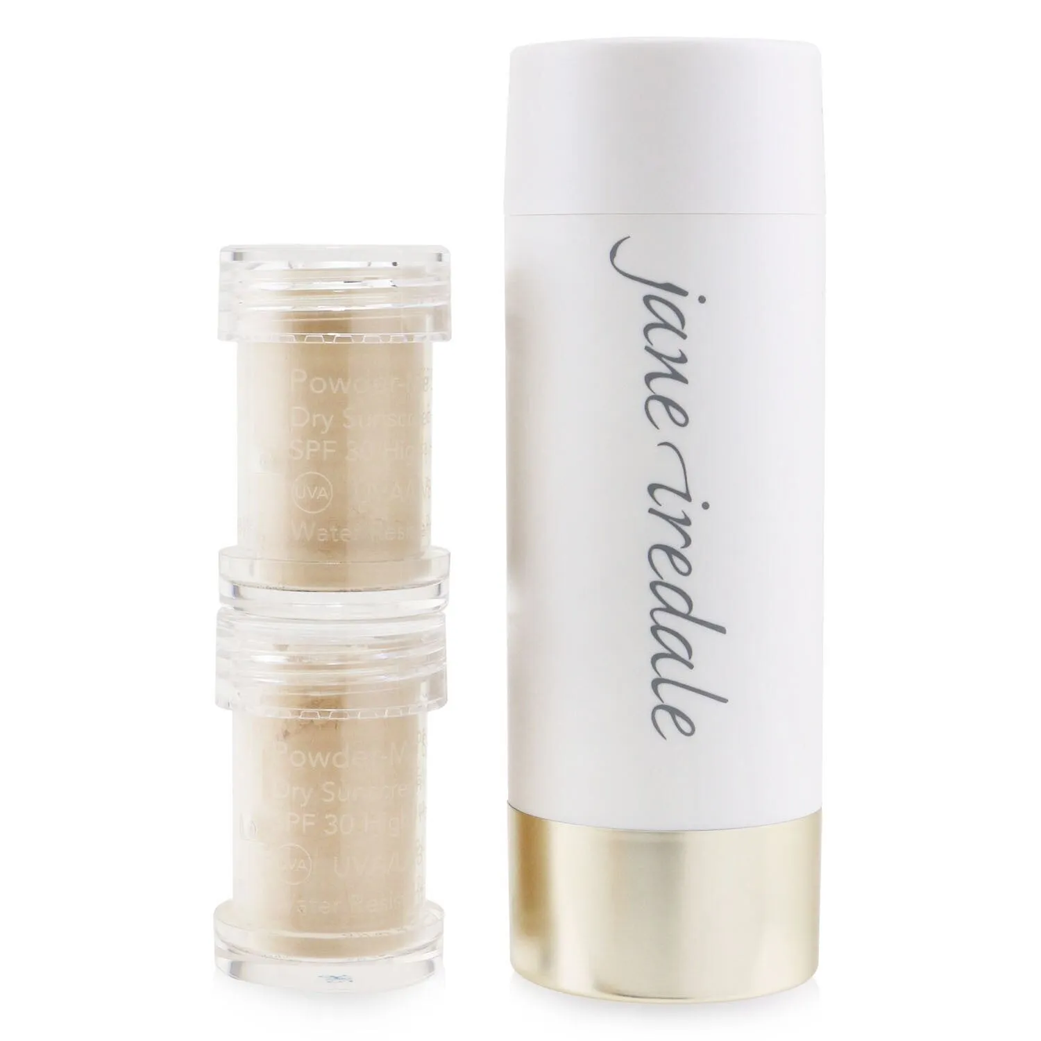 Jane Iredale Powder Me Refillable Brush (1x Brush. 2x Refills) - Golden  2x2.5g/0.09oz